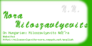 nora miloszavlyevits business card